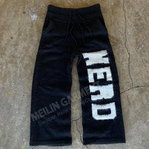 High Quality Knitwear Manufacturer Custom ODM OEM Flared Sweatpants Streetwear Men <b>Pants</b> <b>Wool</b> Mohair Warm Knit <b>Pants</b> - Product Image 1
