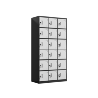 Casier en acier à 18 portes, couleur noir et blanc, avec serrure à clé individuelle, portes ventilées, pour personnel, salle de sport, atelier, dortoir
