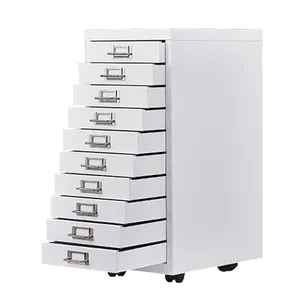 Индивидуальный офисный стальной шкаф с 10 выдвижными ящиками, металлический офисный шкаф для хранения файлов с серебристым белым выдвижным ящиком