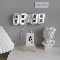 Jam Alarm Digital Termometer Plastik 3DLED - Jam Alarm Pintar Modern dengan Lampu Malam - Lampu USB Plug-in untuk Meja/Desktop