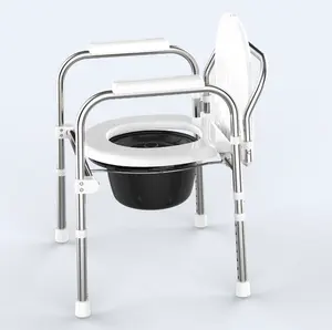 Bq6002b Stalen Opvouwbare Beweegbare Commode Stoel Voor Ouderen Of Gehandicapten Toiletstoel Met Pvc Zachte Zitting