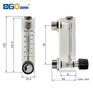 Débitmètre d'air DGOzone KH-08A01M-V en plastique 0,5-5 LPM avec vanne à plage réglable pour le contrôle du gaz - Product Image 5