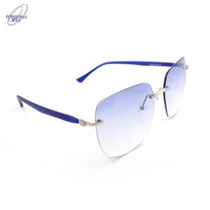 2023 gros unisexe bleu sans monture lunettes de <span class=keywords><strong>soleil</strong></span> de haute qualité Logo personnalisé TAC UV400 métal cadre argent <span class=keywords><strong>verre</strong></span> lunettes de <span class=keywords><strong>soleil</strong></span> - Product Image 1