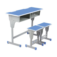 Vente en gros OEM pieds détachables en métal personnalisés ensemble de bureaux et de chaises double places pour salle de classe d'école et lycée