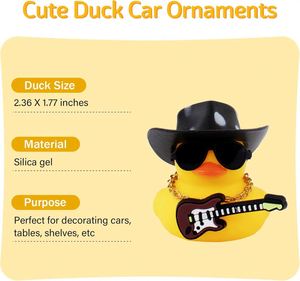 Vente Flash : Décorations de tableau de bord de voiture en forme de canard en caoutchouc avec guitare, pour canards cow-boy stylés avec chapeau, collier et lunettes de soleil - Product Image 3