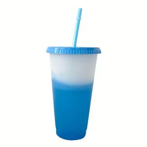 Gobelets en plastique personnalisés de 24 oz à changement de couleur avec logo imprimé, compatibles lave-vaisselle, avec couvercles et pailles, commandes en gros - Product Image 3