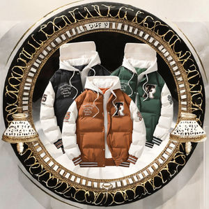 YAZ5957, chaqueta acolchada informal de lona con logotipo frontal personalizado para hombre, chaqueta acolchada a prueba de viento con cuello levantado y cremallera, servicio OEM para exteriores de otoño disponible - Product Image 3