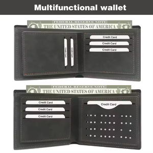 Cartera de Cuero PU Delgada de Gran Capacidad, Estilo Moderno, Billetera Corta para Hombre, con Espacio para Efectivo, Monedas y Tarjetas de Identificación, en Stock - Product Image 4