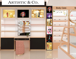 Trendy Makeup Shop Furniture Decoration Ideas Retail Perfume Shop Display <b>Shelves</b> Wooden Cosmetic Display Stand - Product Image 3