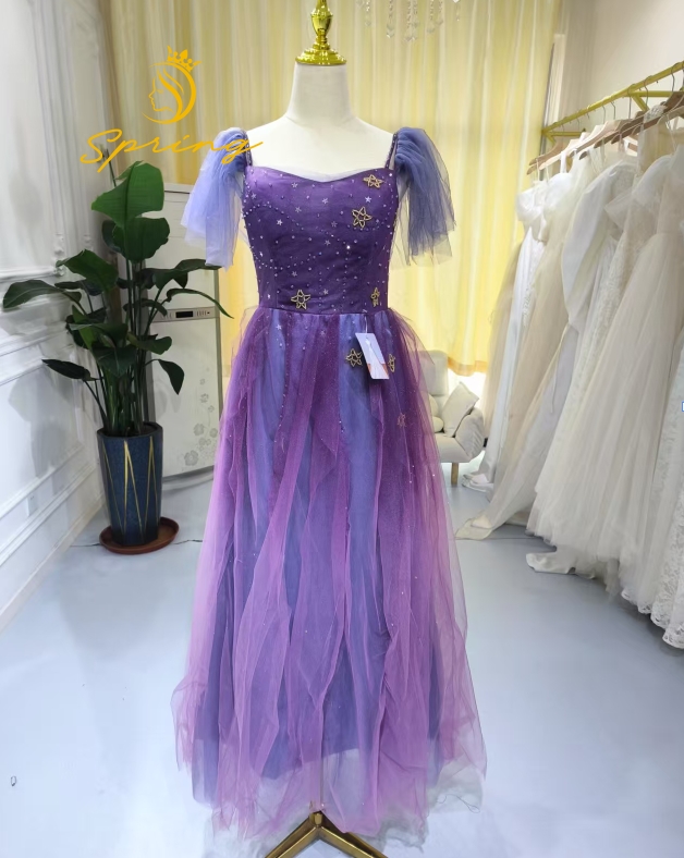 jc bridesmaid dresses ZAPAKA Women Spaghetti Straps Blue Sparkly Corset Prom Dress with Slit, Blue / US16 main image 1