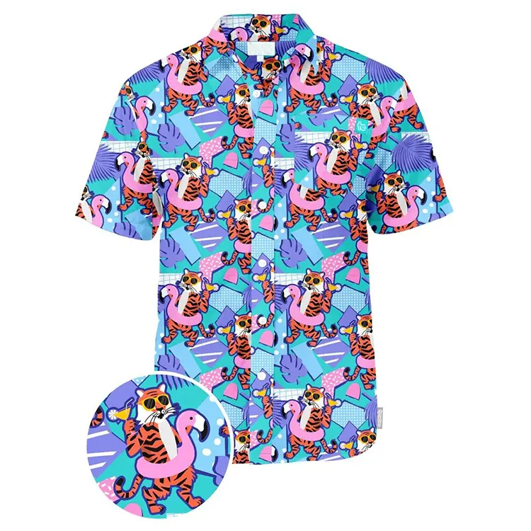 Vendita diretta della fabbrica di lusso hawaiana camicia uomo personalizzare con gli animali