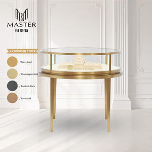 Vitrine de présentation de bijoux en acier inoxydable MASTER, étanche et anti-poussière, avec <span class=keywords><strong>comptoir</strong></span> en verre trempé circulaire pour usage commercial - Product Image 1