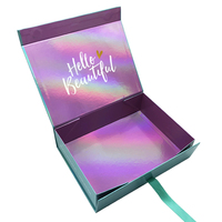 Boîte cadeau de luxe en carton rigide avec fermeture magnétique, impression personnalisée, turquoise et violet, pour cadeaux