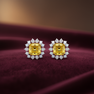 Pendientes de lujo de oro amarillo de 18 quilates con diamantes talla Asscher, diseño geométrico, certificados por GIA, joyería de boda para mujer - Product Image 2