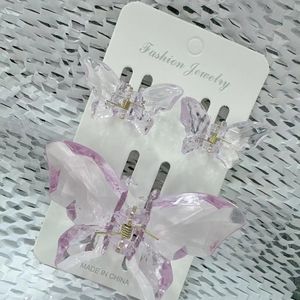 QianJin Groothandel 3 stuks/set Iridescent Vlinder Haar Klemmen Set voor Vrouwen Meisjes Transparant Plastic Haaraccessoires - Product Image 6