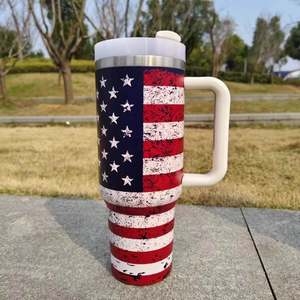 USA <strong>UK</strong> Flag Vacuum Stainless Steel Cup with Handle and Straw 40 OZ <strong>Large</strong> Capacity Portable Camp Travel Insulated Tumbler - Product Image 5