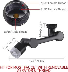 Gran Oferta 1080 °   Extensor de Grifo Giratorio Universal con Aireador, 2 Modos de Chorro de Agua con Función de Ahorro de Agua, Hecho de Latón Resistente - Product Image 4