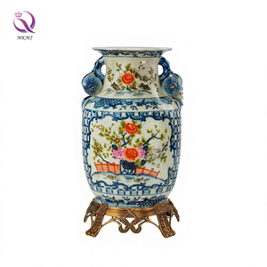 Vase en céramique artisanal exquis, style Art Déco, inspiré de la dynastie <span class=keywords><strong>Yuan</strong></span>, motif pot à gingembre émaillé, pour table - Product Image 4