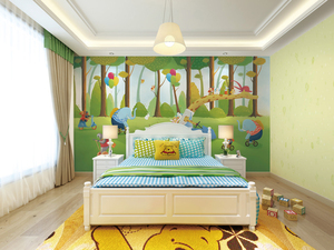 Papier peint mural imprimé en 3d pour décoration intérieure écologique pour <span class=keywords><strong>chambre</strong></span> d'enfant Papier peint mural pour paysage de <span class=keywords><strong>jungle</strong></span> animal végétal - Product Image 4