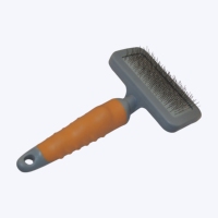 Brosse de toilettage pour chats avec manche ergonomique violet écologique en acier inoxydable et plastique et tête rectangulaire noire