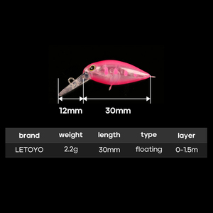 NOUVEAU OEM 30mm2.2g Mini Leurre de pêche à la <span class=keywords><strong>truite</strong></span> à manivelle Appâts artificiels Crankbaits Fishing for Bass Perch Trout Area - Product Image 3