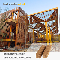 Vigas de Techo Laminadas de Madera de Bambú Resistentes para Exteriores, Estructuras Largas para la Construcción de Viviendas