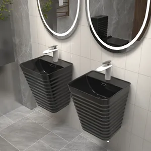 Moderno Novo Design Preto Colorido Washdown One Piece Closet Toilet Com Parede Pendurado Bacia Set