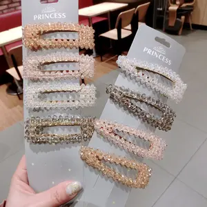 2020 nuove Donne di Arrivo di Far Scorrere Snap Cristal Clip di Capelli Barrette Grips Della Forcella Della Perla di Cristallo Perni di capelli Accessori