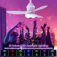 Ventilateur de plafond multifonctionnel avec haut-parleur Bluetooth et éclairage ambiant RVB, ventilateur silencieux à 3 vitesses pour hôtel, salle de sport, salle à manger