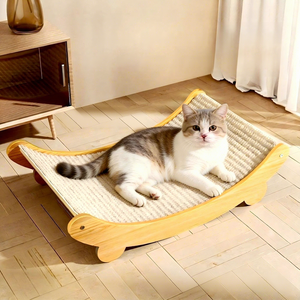 Cama Grande para Gatos con Rascador <span class=keywords><strong>de</strong></span> Cartón Integrado, Estilo Adorable, Tapete Duradero Sin Pelusa, Protege el Sofá <span class=keywords><strong>de</strong></span> Arañazos - Product Image 1