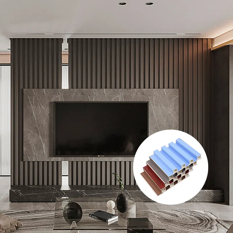 Gmart Panel Dinding Slat Pvc Warna Moka Internal 4X8 Tampilan Dekoratif Seni Jenis Baru untuk Kamar Mandi