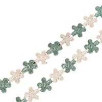 Dentelle brodée en polyester écologique soluble dans l'eau à motif animalier vert, pour vêtements et accessoires, 15Y multicolore