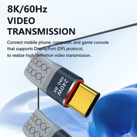 Kabel Pendek Tipe-C ke Tipe-C 240W Pengisian Cepat Kabel USB-C Transfer Data 40Gbps Kabel Ekstensi Pengisian Data FPC Tipis Datar 8K
