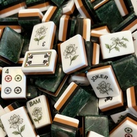Set Ubin Tekstur Marmer Mahjong Amerika Berlapis-lapis untuk 4 Pemain, Permainan Hiburan Keluarga, Akrilik Premium, Estetika Rumah