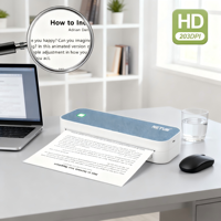 Printer Termal Portabel A4 Antarmuka USB Nirkabel Baterai Isi Ulang Solusi Kantor Mobile Tersedia Kompatibel Multi-OS