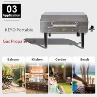 Barbecue à propane portable en acier inoxydable 10000 Btus Barbecue de table Barbecue à gaz