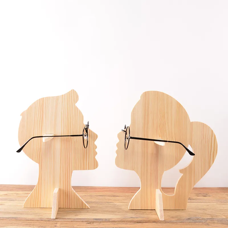 Made in China Head Shaped Dismountable Unique Design Glasses Display Rack Handmade Environmental Wood Sunglasses Stands Displays