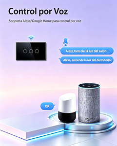 Interruptor <span class=keywords><strong>de</strong></span> Pared Táctil <span class=keywords><strong>de</strong></span> Cristal con Control Remoto XZJ, Interruptor Inteligente <span class=keywords><strong>de</strong></span> Lujo con Wifi Tuya para Domótica - Product Image 2