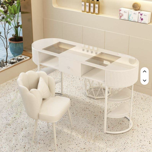 Cream Style Metal Nail <b>Table</b> <b>White</b> Multi-Functional Single Person Full Set Light Luxury Home Minimalist Living Room Eco-Friendly - Product Image 5