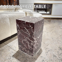 Table basse moderne en marbre rouge Rosso Levanto naturel, durable, blocs superposés, mobilier de luxe pour salon, directement de l'usine