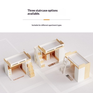 Cama alta contemporánea con escritorio, <span class=keywords><strong>armario</strong></span> y escalones de almacenamiento para el hogar y el dormitorio - Product Image 5