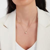 Collier vintage géométrique plaqué or 18 carats en acier inoxydable 304 avec pendentif imitation perle, hypoallergénique, sans ternissement, chaîne fine