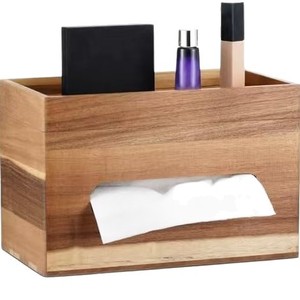 Wooden Tissue Box Organizer <b>Desktop</b> Storage Rack Modern Farmhouse Decor - Product Image 5