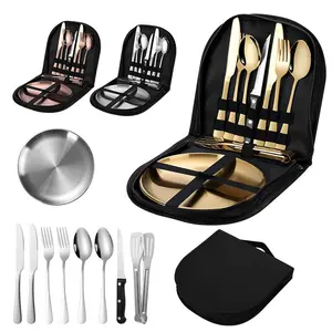 Cutlery Sets Luxury High Quality Stainless Steel Juego De Cubiertos Steak Knife Portable Cutlery Set