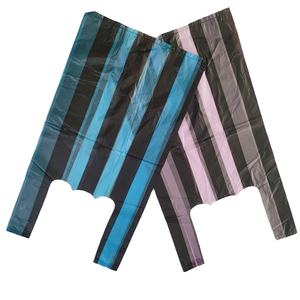 Factory <b>Sales</b> Colourful T-shirt Shopping <b>Bags</b> Custom Hdpe <b>Plastic</b> Stripe T-shirt Die Cut <b>Bags</b> - Product Image 1