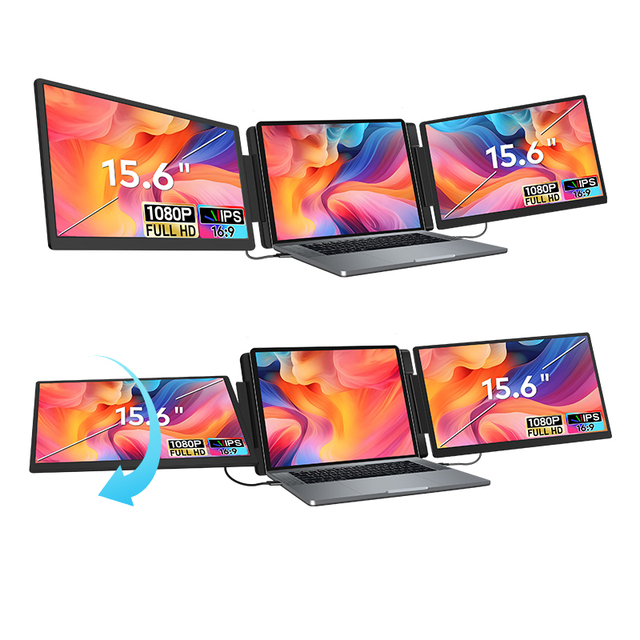 S10 15.6" Triple Laptop Screen Extender Portable Monitor FHD 1080P IPS External Display Easy to Carry for Windows MacOS
