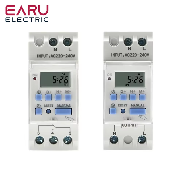 EARU Electronic 7 Days Programmable Digital TIME Relay Timer Switch Control AC 220V 230V 12V 24V 48V 16A Din Rail Mount THC15A