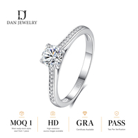 Bague Halo Ronde en Moissanite Incolore en Argent S925 Plaqué Rhodium, Vérifiée par Testeur, Vente Directe Usine, Commande en Gros de Bijoux