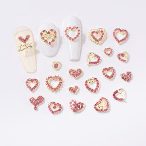 เครื่องประดับรูปหัวใจวันวาเลนไทน์: เล็บอัลลอย, เครื่องประดับโลหะกลวงสีแดงกุหลาบทอง, ของตกแต่ง - Product Image 2