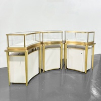 Vitrine de Bijouterie Ronde de Luxe, Présentoir de Bijoux pour Magasin, Vitrine d'Exposition Personnalisée avec Logo, Comptoir en Métal et Verre